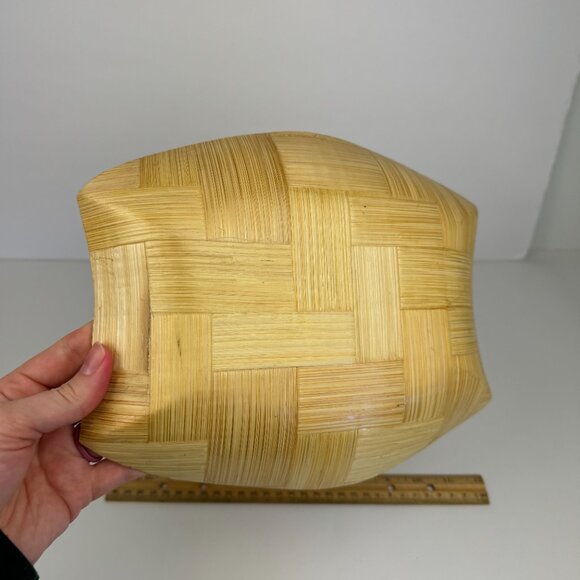 Vtg Bahama Islands Souvenir Bamboo Light Trinket Tray Bowl Tan Map Imagery - Picture 6 of 11